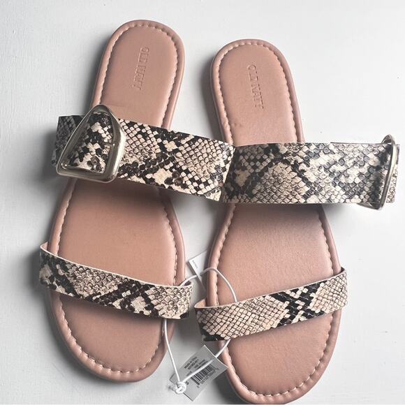 Old Navy Women's Double Strap Buckle Flat  Sandals Snake Skin Print Sz 10 - Picture 9 of 12